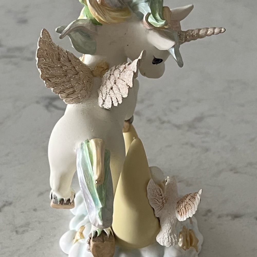 Pastel Unicorn on Yellow Crescent Moon Figurine - Picture 4 of 9